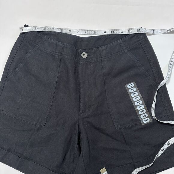 Liz Claiborne Lizwear Shorts Women Linen Blend High Rise Sz 8-10 Black - NEW - Picture 3 of 13